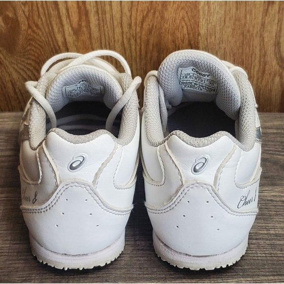 Asics Cheer 8 GS Kid's Size 12 White Silver Black Cheerleading Shoes - Picture 4 of 8